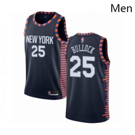 Mens New York Knicks 25 Reggie Bullock Authentic Navy Blue Basketball Jersey 2018 19 City Edition